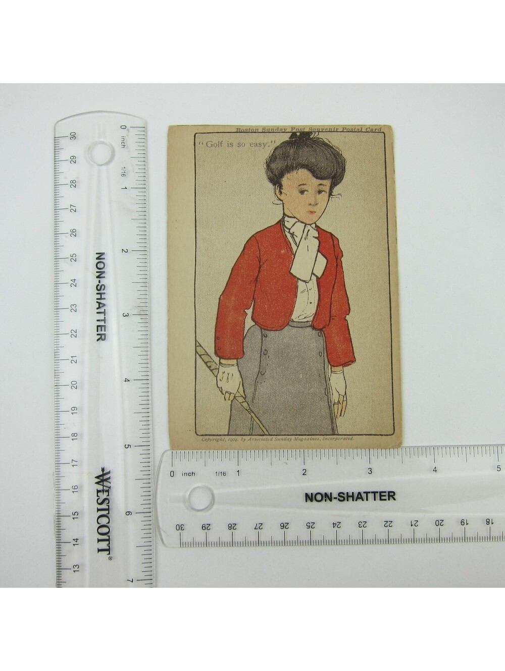 Golf Postcard Comic Lady Golfer Woman in Red Golf Is So Easy Antique 1904 RARE - Picture 3 of 12